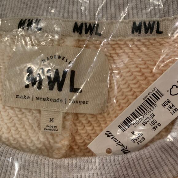 NWT Madewell MWL Airyterry Colorblock Crop Sweatshirt - Picture 7 of 9